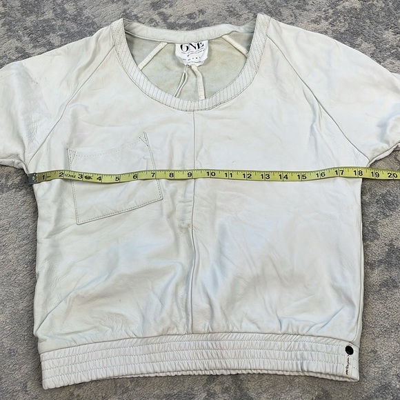 NWT One Teaspoon Super Moto Leather Crewneck Sweatshirt Ivory White Sz XS - Picture 4 of 16